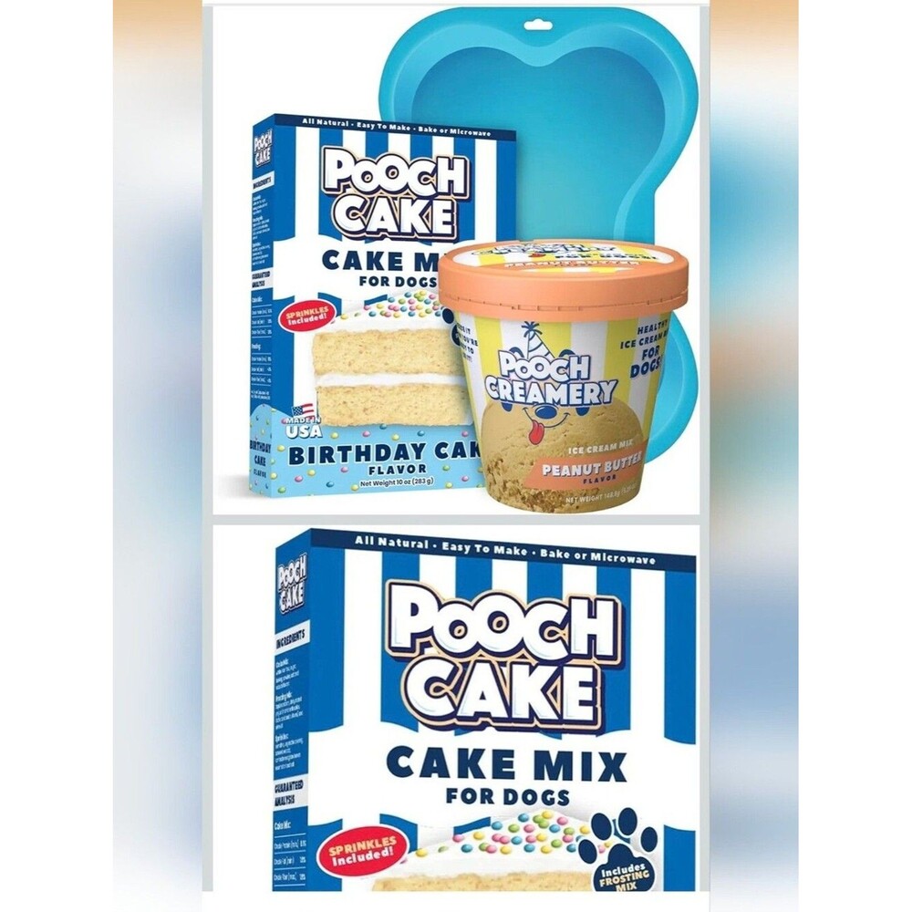Dog Birthday Kit - Birthday Cake Flavor Cake & Peanut Butter Ice Cream Mix